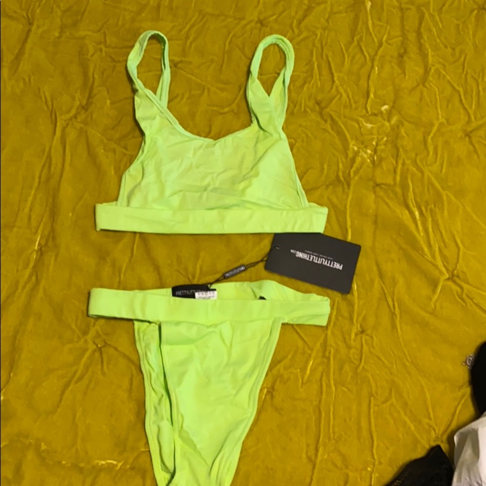 Two pieces neon green bikini
